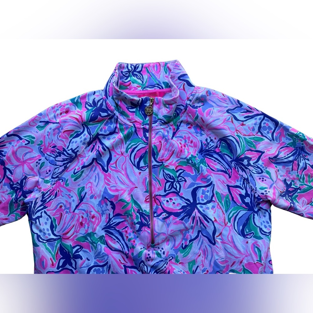 Lilly Pulitzer Skipper Half-Zip Pullover Top, Women’s Large, Bright/Multicolored